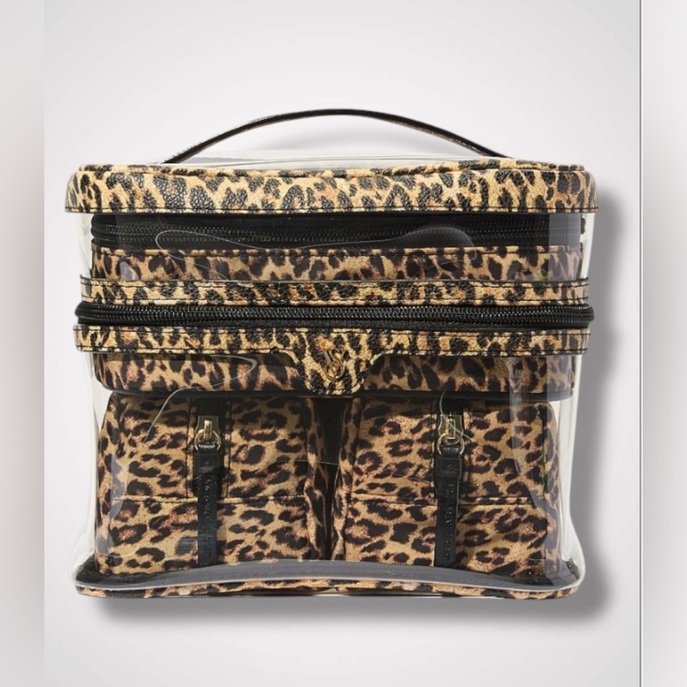 Victoria’s Secret Vanity Case 4 In 1 Travel Set Cosmetic Bag Leopard